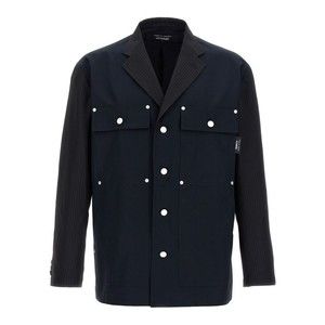 Comme Des Garçons Pinstripe Wool Blazer With Solid Cotton Sleeves - NWT
